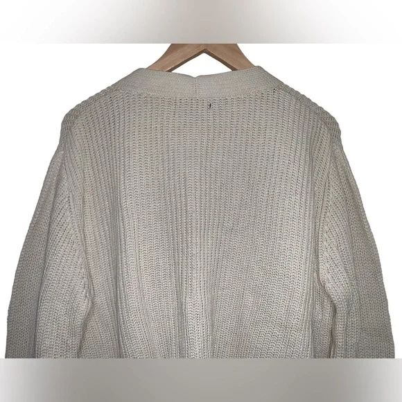 Forever 21 Lace Up V-Neck Sweater Chunky Knit Pullover Sweater Ivory color Sz S - Picture 8 of 10